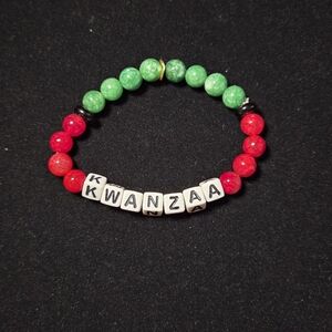 Kwanzaa Beaded Bracelet - Red and Green
